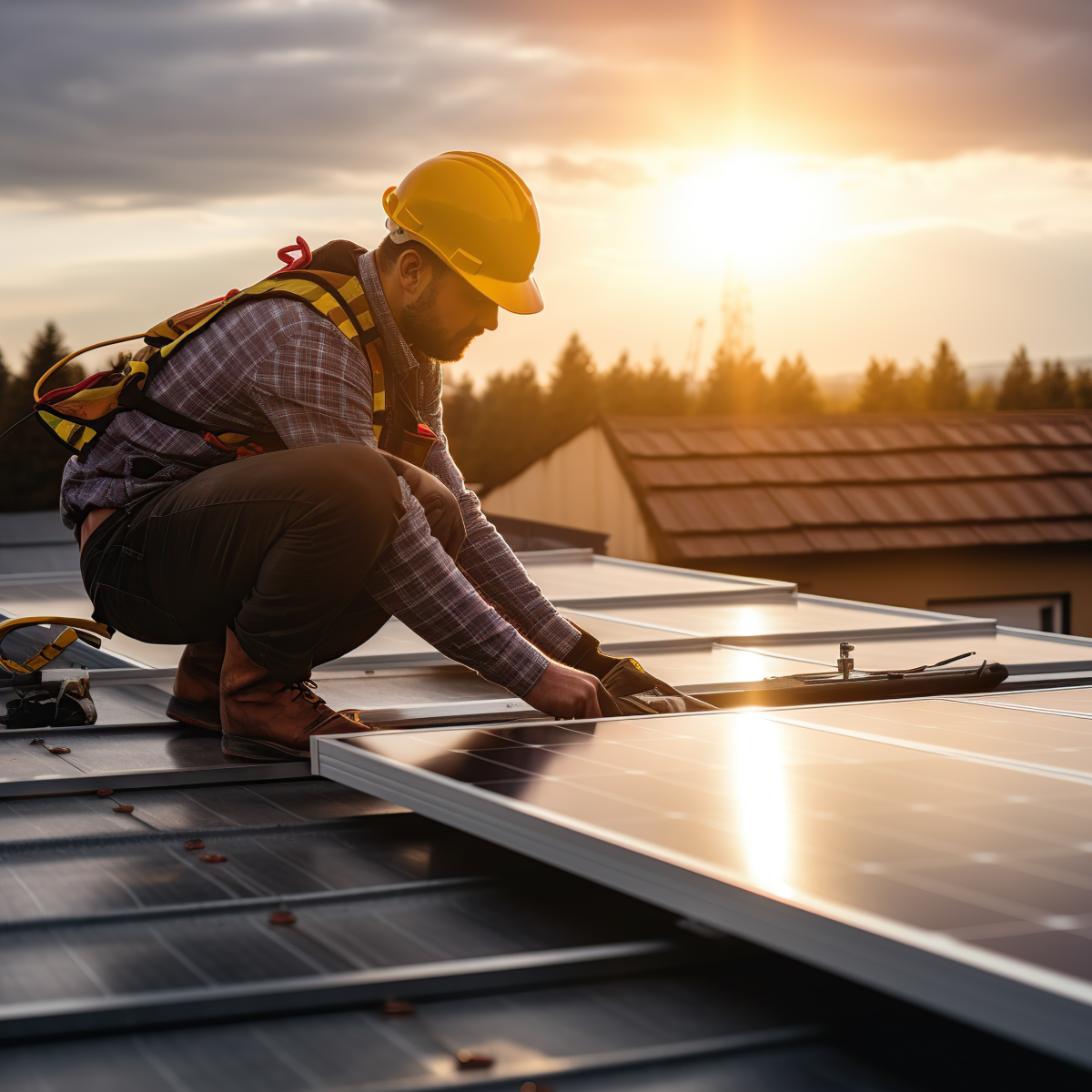 Nuestro equipo en acción instalando paneles solares